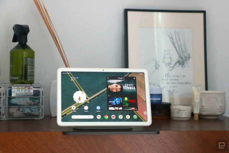 A Pixel Tablet on a desk.
