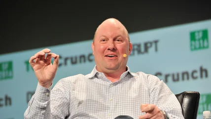 Marc Andreessen speaking at a TechCrunch event.