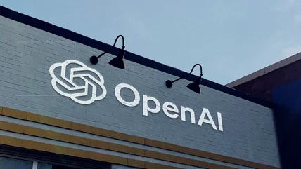 The OpenAI logo on a building.
