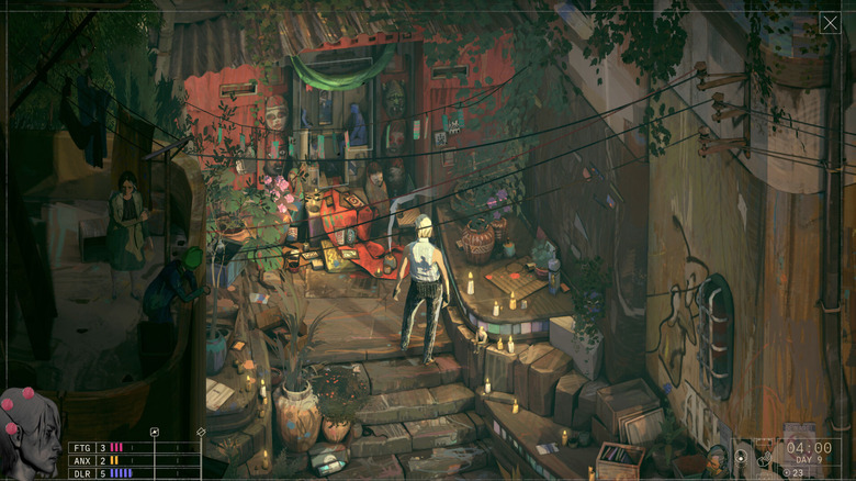 An avatar wanders a town.